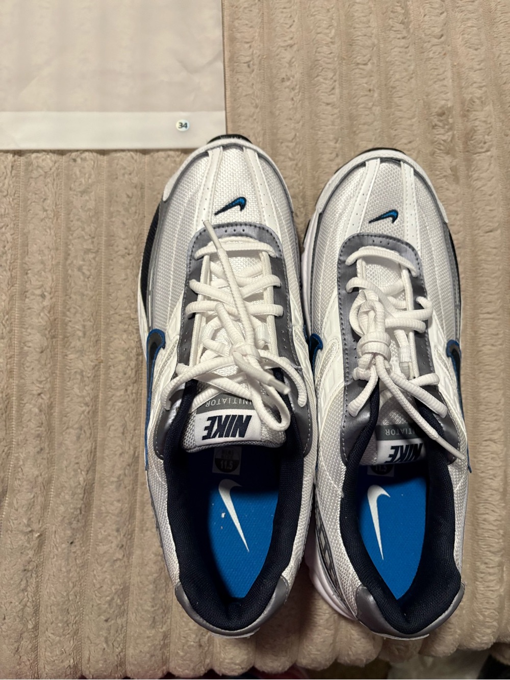 Nike White and Blue Mesh Athletic Sneakers. New size 11.5. AT-6/34